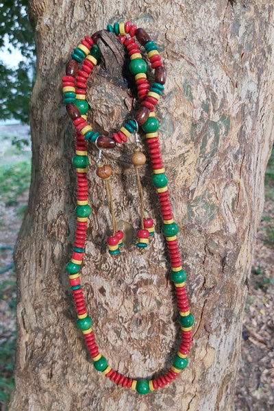 Women Rasta Necklace N Earring Set Rasta Colors RYG Bead Reggae African  Jamaican | eBay